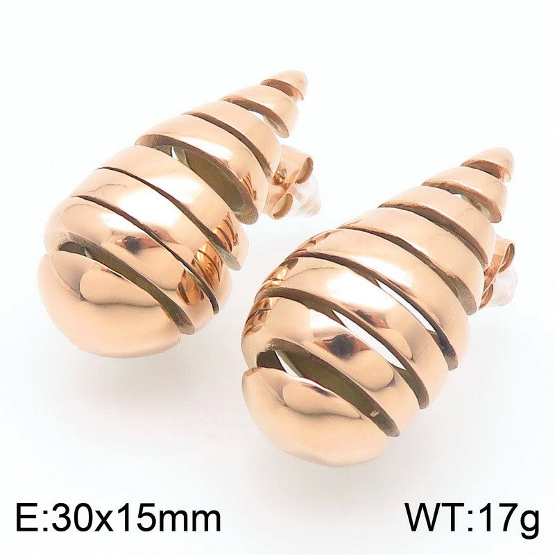 1 Pair Basic Water Droplets Plating Titanium Steel Gold Plated Ear Studs