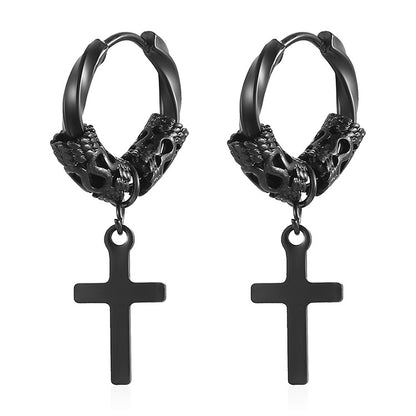 1 Pair Punk Cross Plating Stainless Steel Drop Earrings