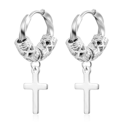 1 Pair Punk Cross Plating Stainless Steel Drop Earrings