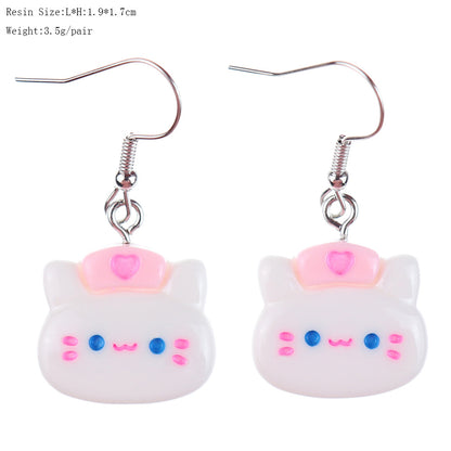 1 Pair Cartoon Style Cute Cat Fish Plastic Drop Earrings