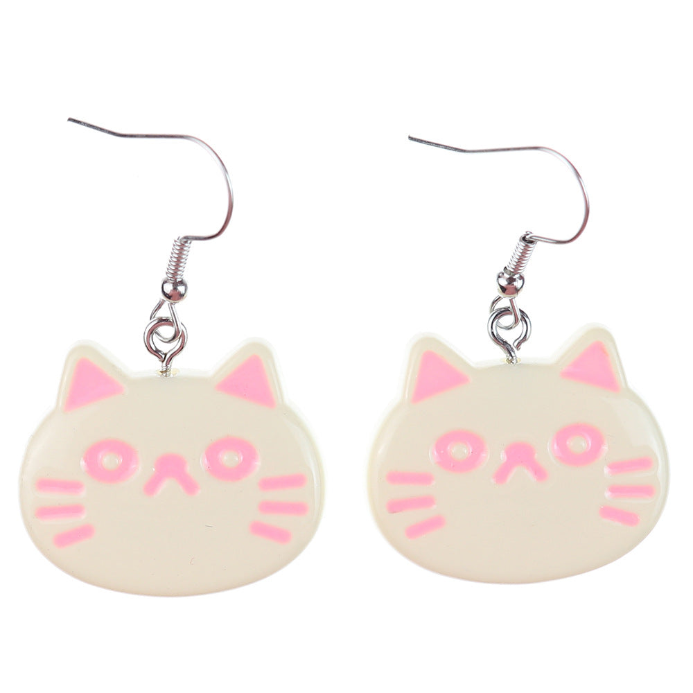 1 Pair Cartoon Style Cute Cat Fish Plastic Drop Earrings