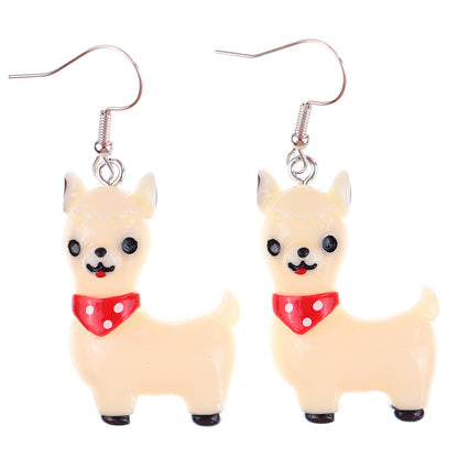 1 Pair Cartoon Style Cute Sheep Alpaca Plastic Drop Earrings