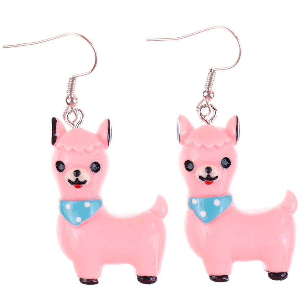 1 Pair Cartoon Style Cute Sheep Alpaca Plastic Drop Earrings