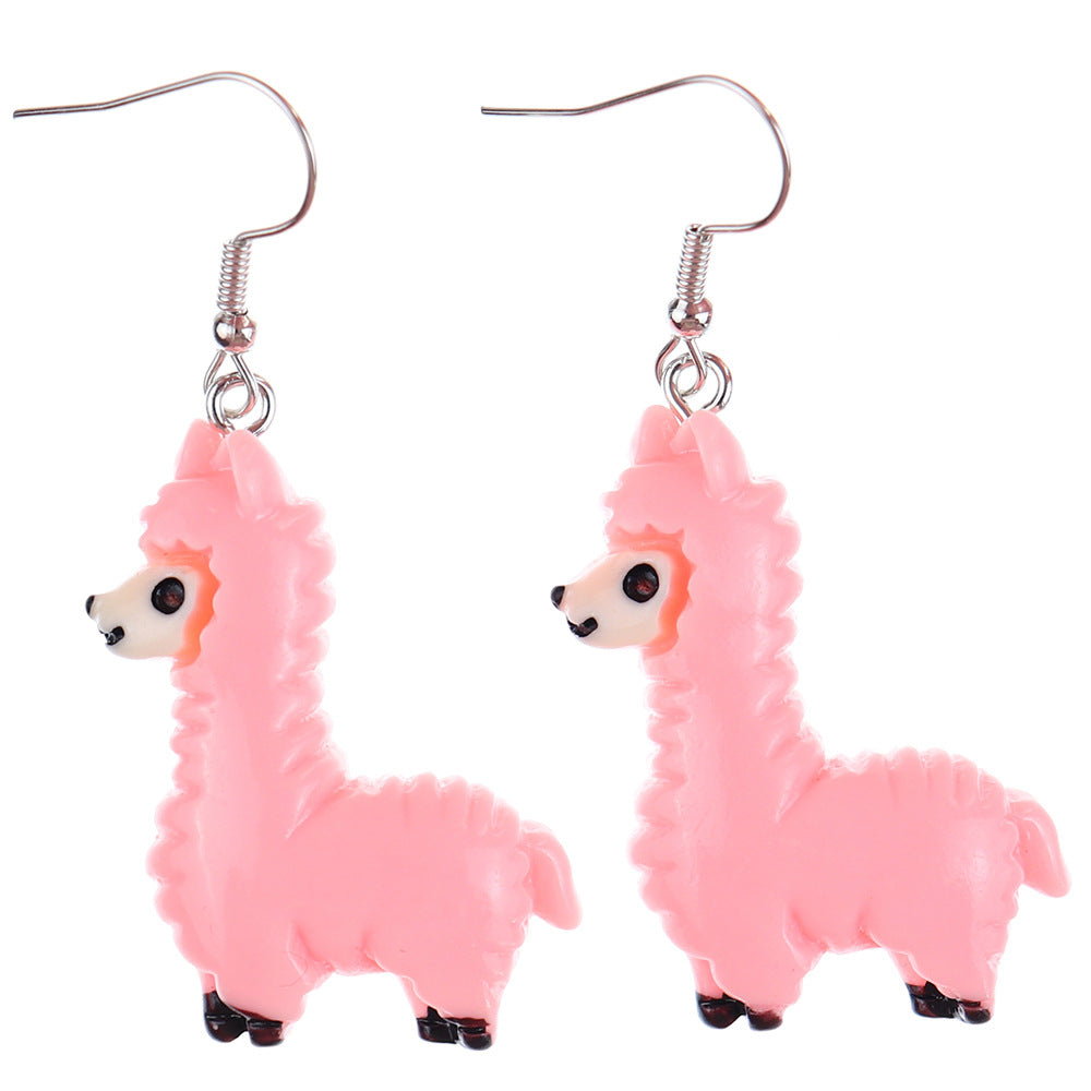 1 Pair Cartoon Style Cute Sheep Alpaca Plastic Drop Earrings