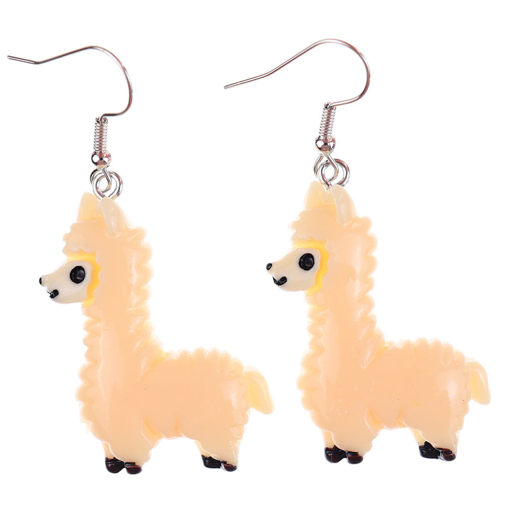 1 Pair Cartoon Style Cute Sheep Alpaca Plastic Drop Earrings