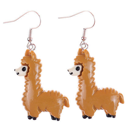 1 Pair Cartoon Style Cute Sheep Alpaca Plastic Drop Earrings