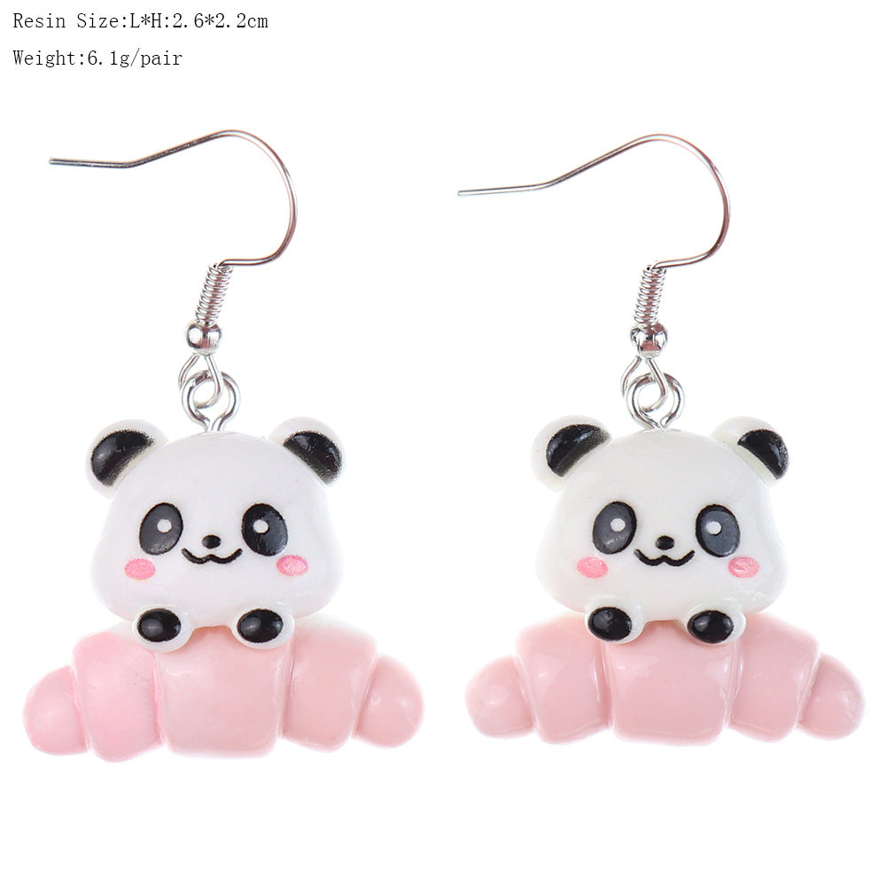 1 Pair Cartoon Style Cute Panda Plastic Drop Earrings