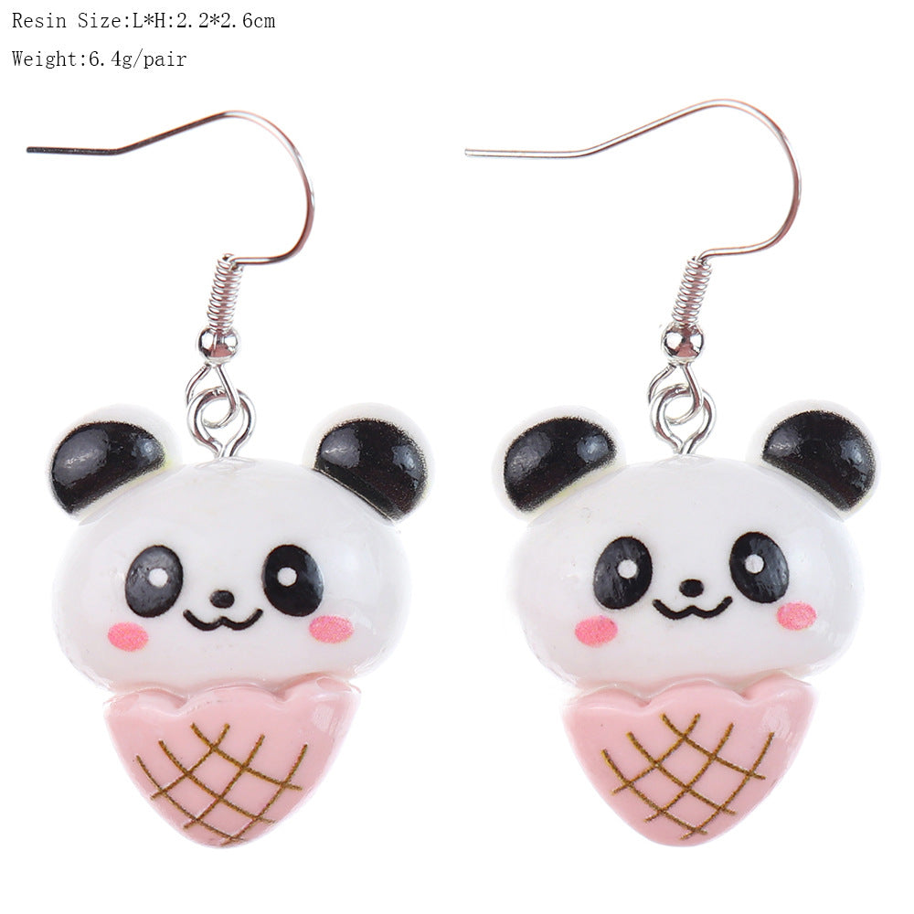 1 Pair Cartoon Style Cute Panda Plastic Drop Earrings