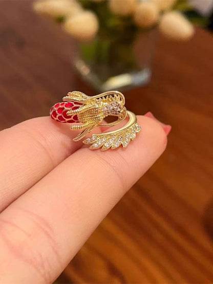 Wholesale Cute Dragon Copper Plating Rings