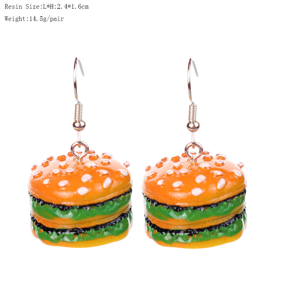 1 Pair Cartoon Style Cute Hamburger Plastic Drop Earrings