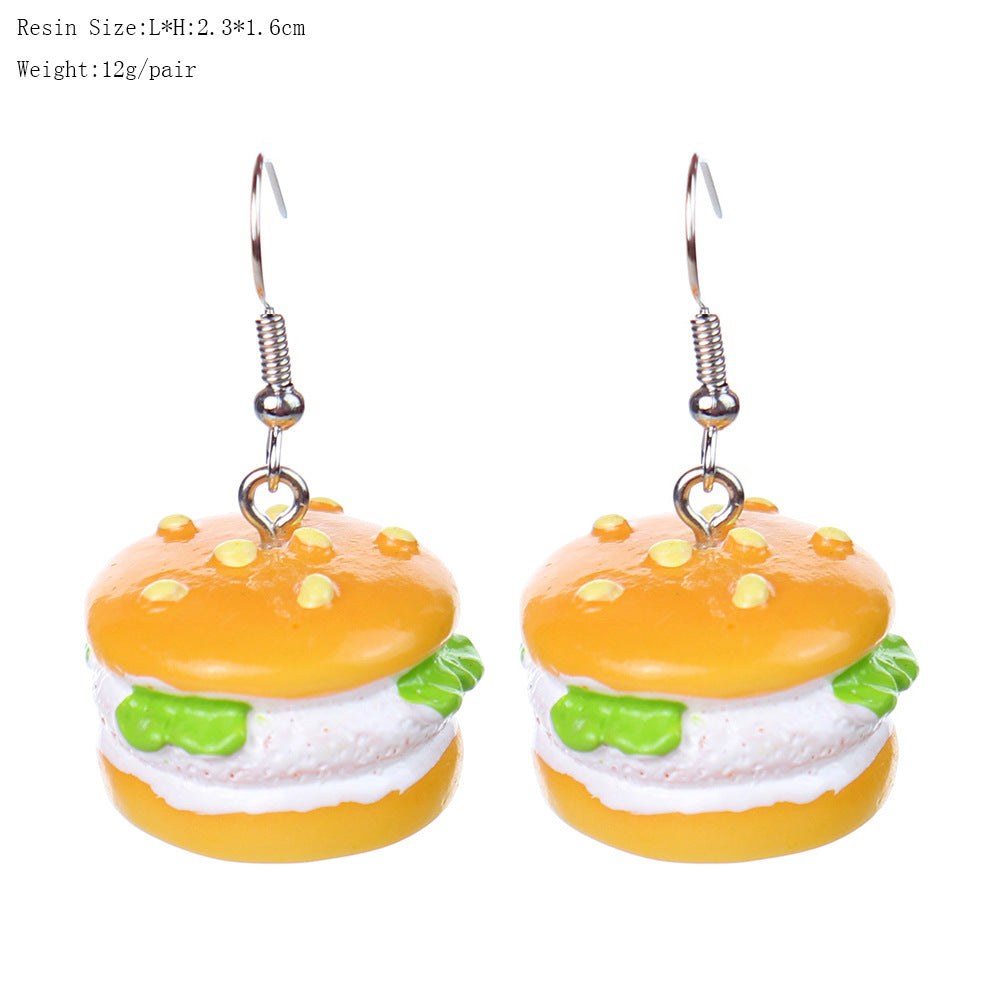 1 Pair Cartoon Style Cute Hamburger Plastic Drop Earrings