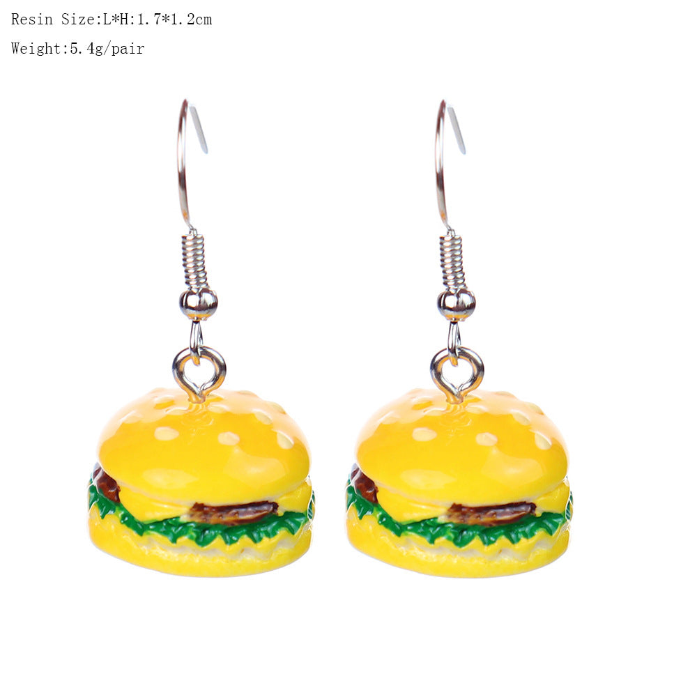 1 Pair Cartoon Style Cute Hamburger Plastic Drop Earrings