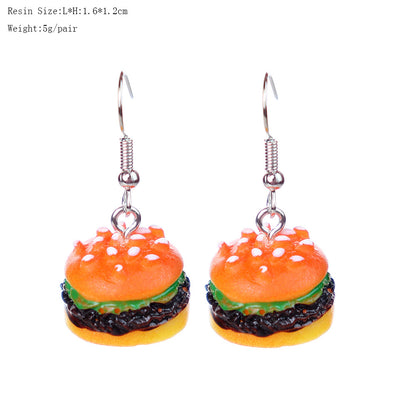 1 Pair Cartoon Style Cute Hamburger Plastic Drop Earrings