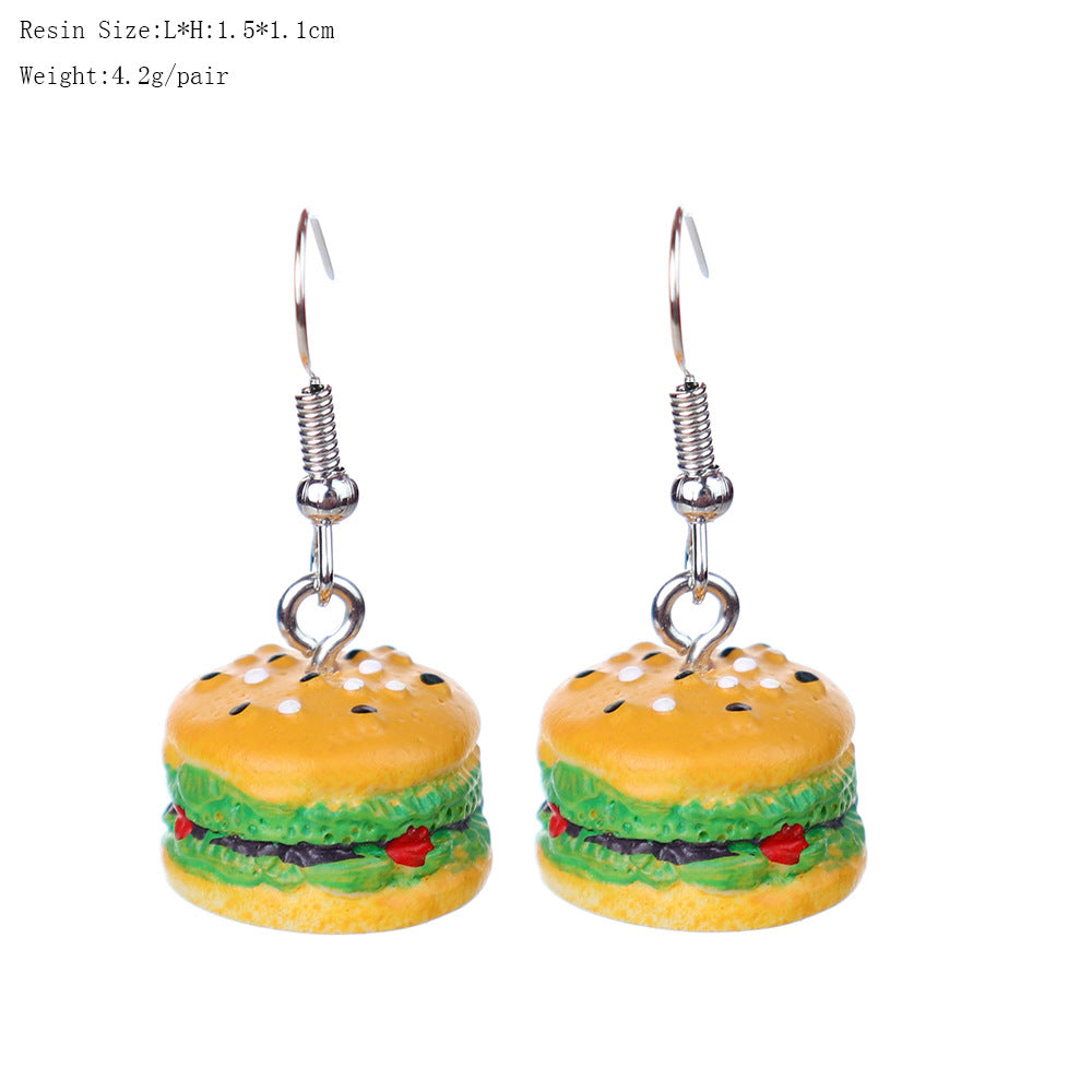 1 Pair Cartoon Style Cute Hamburger Plastic Drop Earrings