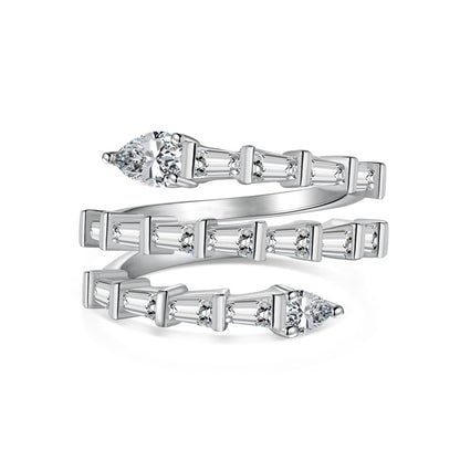 Sterling Silver Elegant Geometric Water Droplets Heart Shape Plating Rings