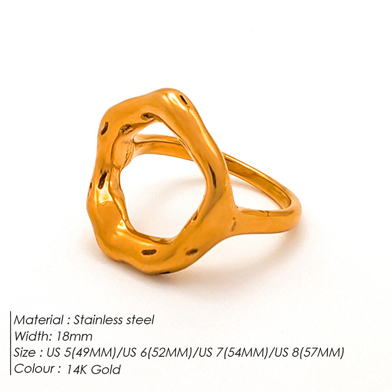 Stainless Steel Simple Style Irregular Solid Color Plating Rings