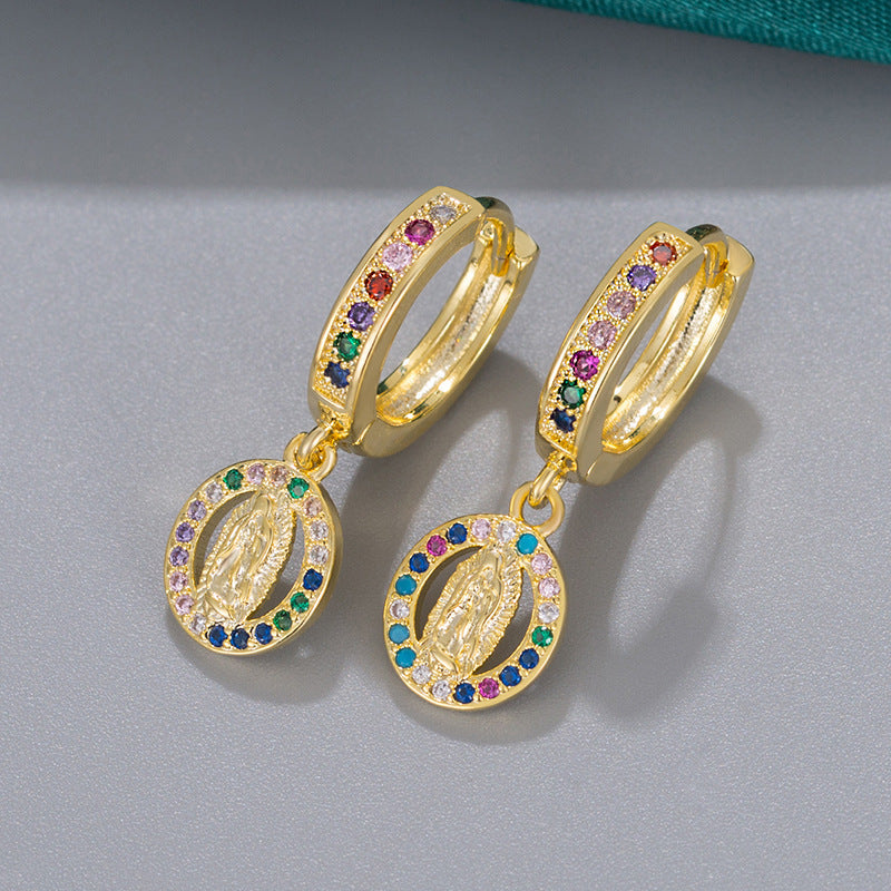 1 Pair Vintage Style Geometric Oval Plating Inlay Copper Zircon Drop Earrings