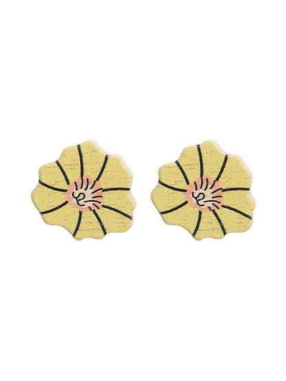 1 Pair Pastoral Sunflower Flower Wood Ear Studs