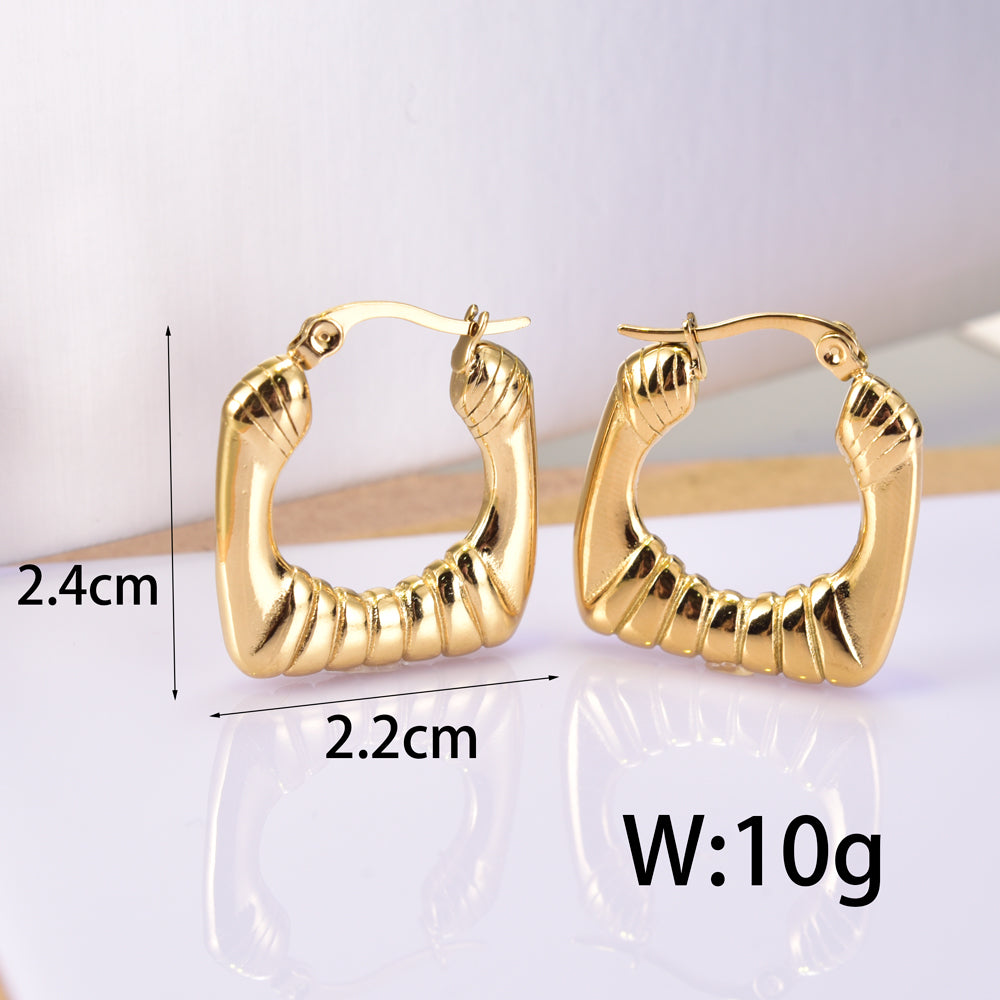 1 Pair Simple Style Geometric Inlay Titanium Steel Zircon 18K Gold Plated Earrings Ear Studs