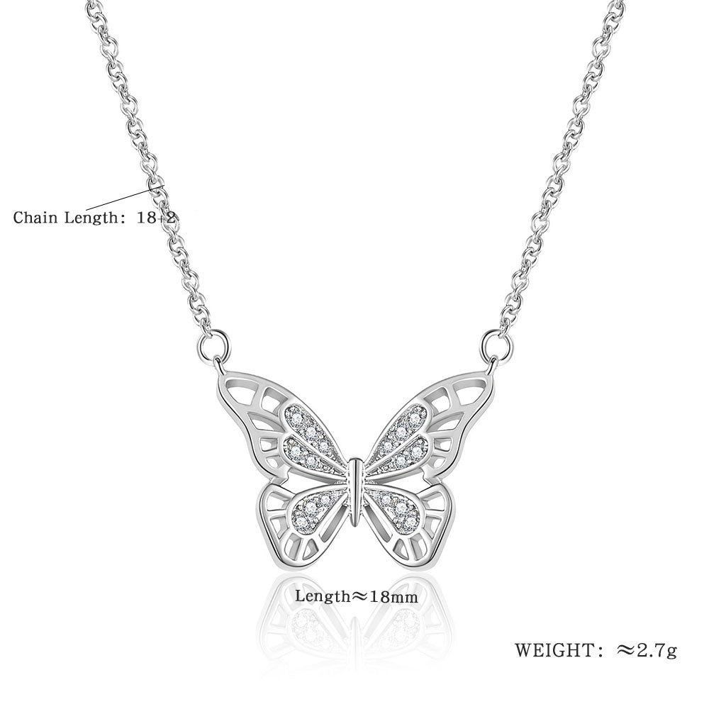 Copper Simple Style Butterfly Diamond Pendant Necklace