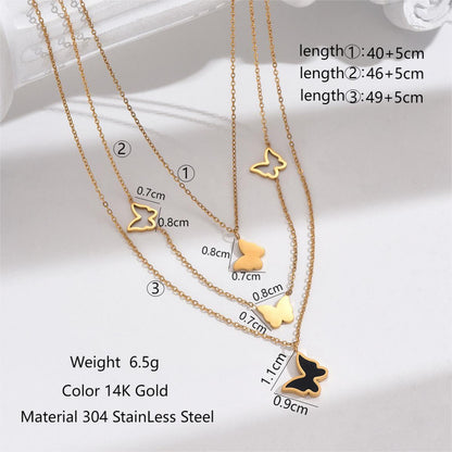 Stainless Steel Arylic Imitation Pearl 14K Gold Plated Elegant Simple Style Classic Style Round Bee Butterfly Inlay Zircon Layered Necklaces