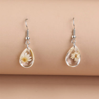 1 Pair Cute Vacation Beach Square Flower Resin Drop Earrings Ear Studs