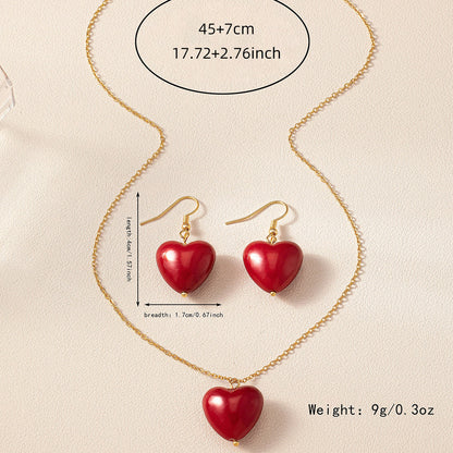 Sweet Classic Style Commute Heart Shape Plastic Ferroalloy Women's Jewelry Set