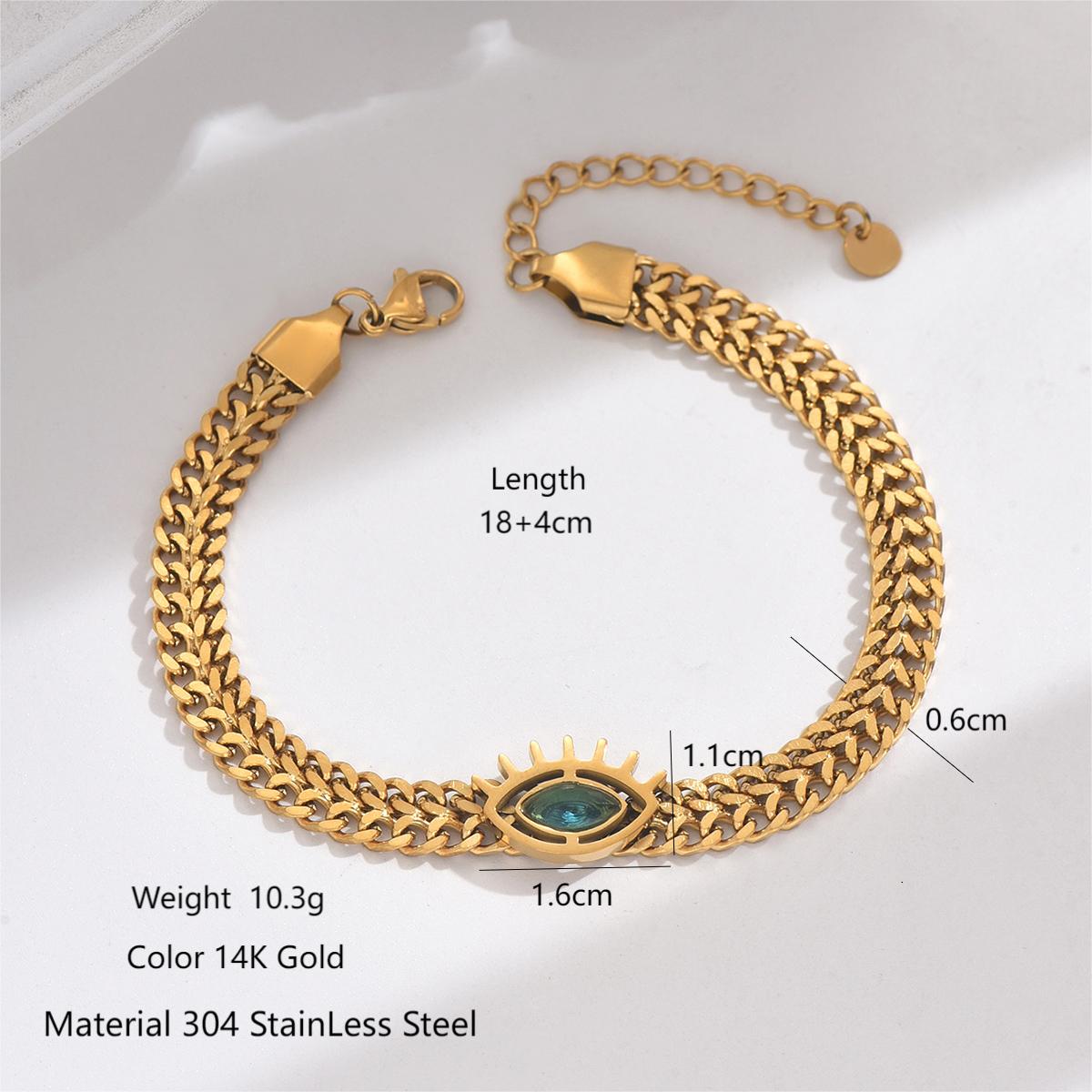 Stainless Steel 14K Gold Plated Simple Style Classic Style Round Devil's Eye Enamel Inlay Zircon Bracelets