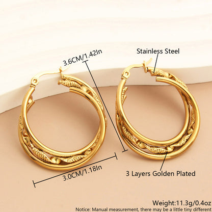 1 Pair Simple Style Commute Solid Color Plating Stainless Steel 18K Gold Plated Earrings