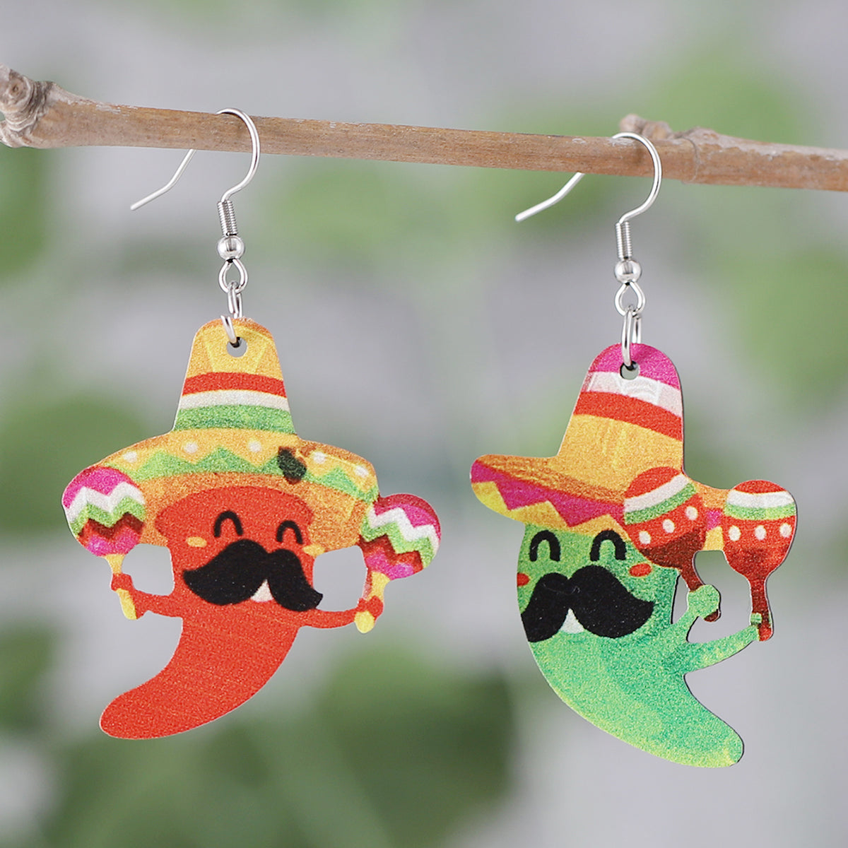 1 Pair Pastoral Cartoon Plant Wood Drop Earrings