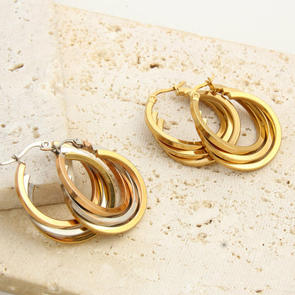 1 Pair Beach Simple Style Geometric Plating Stainless Steel 18K Gold Plated Ear Studs