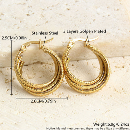 1 Pair Vacation Simple Style Geometric Plating Stainless Steel 18K Gold Plated Earrings