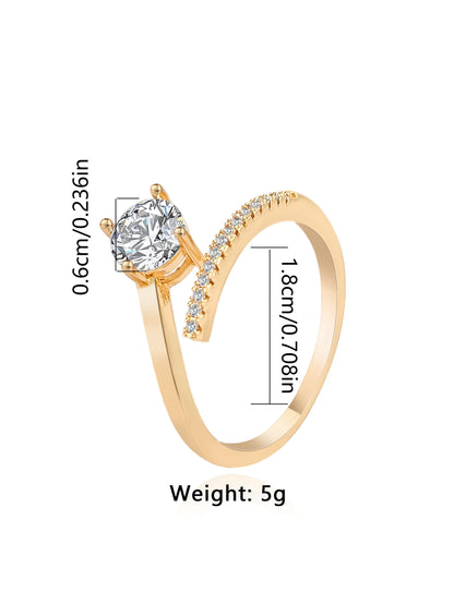 Wholesale Elegant Cross Heart Shape Copper Inlay K Gold Plated Zircon Open Rings