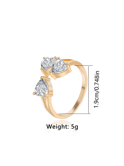 Wholesale Elegant Cross Heart Shape Copper Inlay K Gold Plated Zircon Open Rings