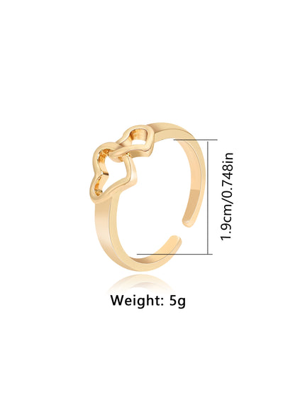 Wholesale Elegant Cross Heart Shape Copper Inlay K Gold Plated Zircon Open Rings