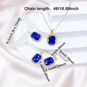 Copper Alloy Gold Plated Simple Style Classic Style Heart Shape Rectangle Plating Inlay Artificial Crystal Jewelry Set