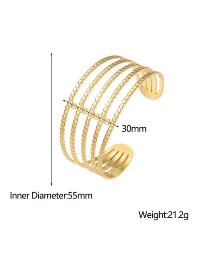 Titanium Steel 18K Gold Plated Exaggerated Simple Style British Style Round Oval Solid Color Criss Cross Polishing Bangle