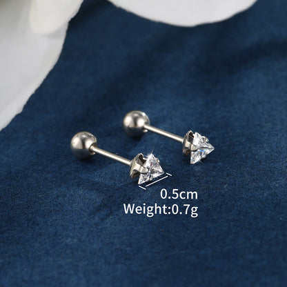 1 Pair XUPING Simple Style Shiny Triangle Inlay Stainless Steel Artificial Gemstones 14K Gold Plated Ear Studs