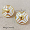 1 Pair Simple Style Circle Heart Shape Enamel Stainless Steel 18K Gold Plated Ear Studs