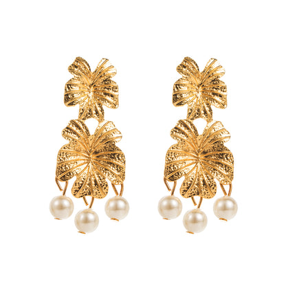 1 Pair IG Style Elegant Luxurious Flower Tassel Imitation Pearl Alloy Gold Plated Silver Plated Drop Earrings