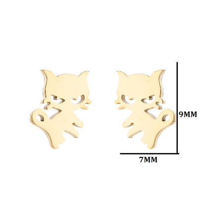 1 Pair Cute Animal Titanium Steel Plating Ear Studs