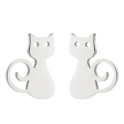 1 Pair Cute Animal Titanium Steel Plating Ear Studs