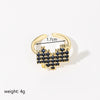 Commute Heart Shape Copper Metal Inlay Zircon Open Rings