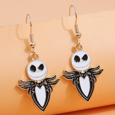 Wholesale Jewelry Funny Skull Alloy Enamel Drop Earrings