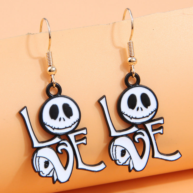 Wholesale Jewelry Funny Skull Alloy Enamel Drop Earrings