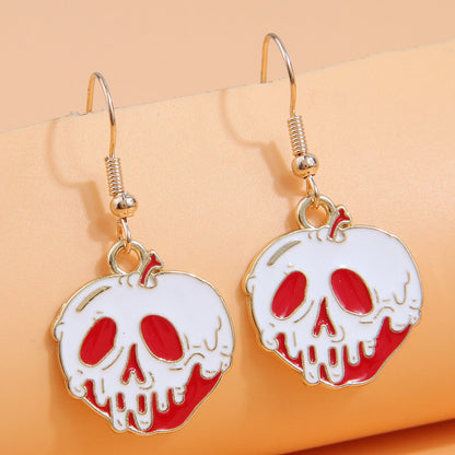 Wholesale Jewelry Funny Skull Alloy Enamel Drop Earrings