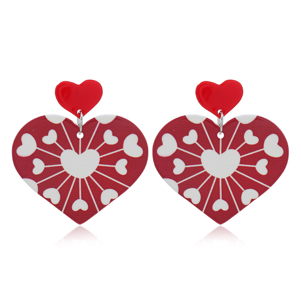 1 Pair Cute Romantic Heart Shape Arylic Silver Plated Drop Earrings