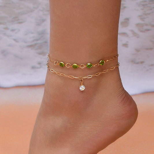 Simple Style Geometric Color Block Alloy Women's Anklet