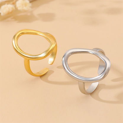 Stainless Steel 18K Gold Plated Gold Plated Casual Modern Style Streetwear Oval Hollow Out Open Rings