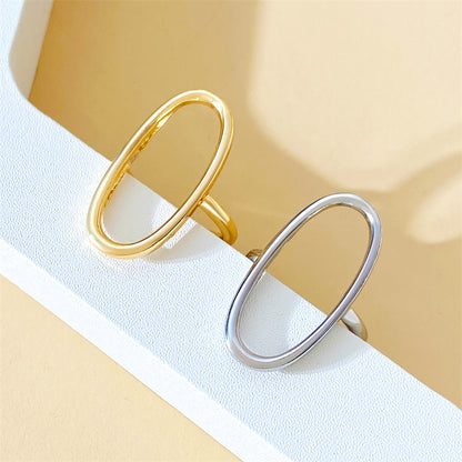 Stainless Steel 18K Gold Plated Gold Plated Casual Modern Style Streetwear Oval Hollow Out Open Rings